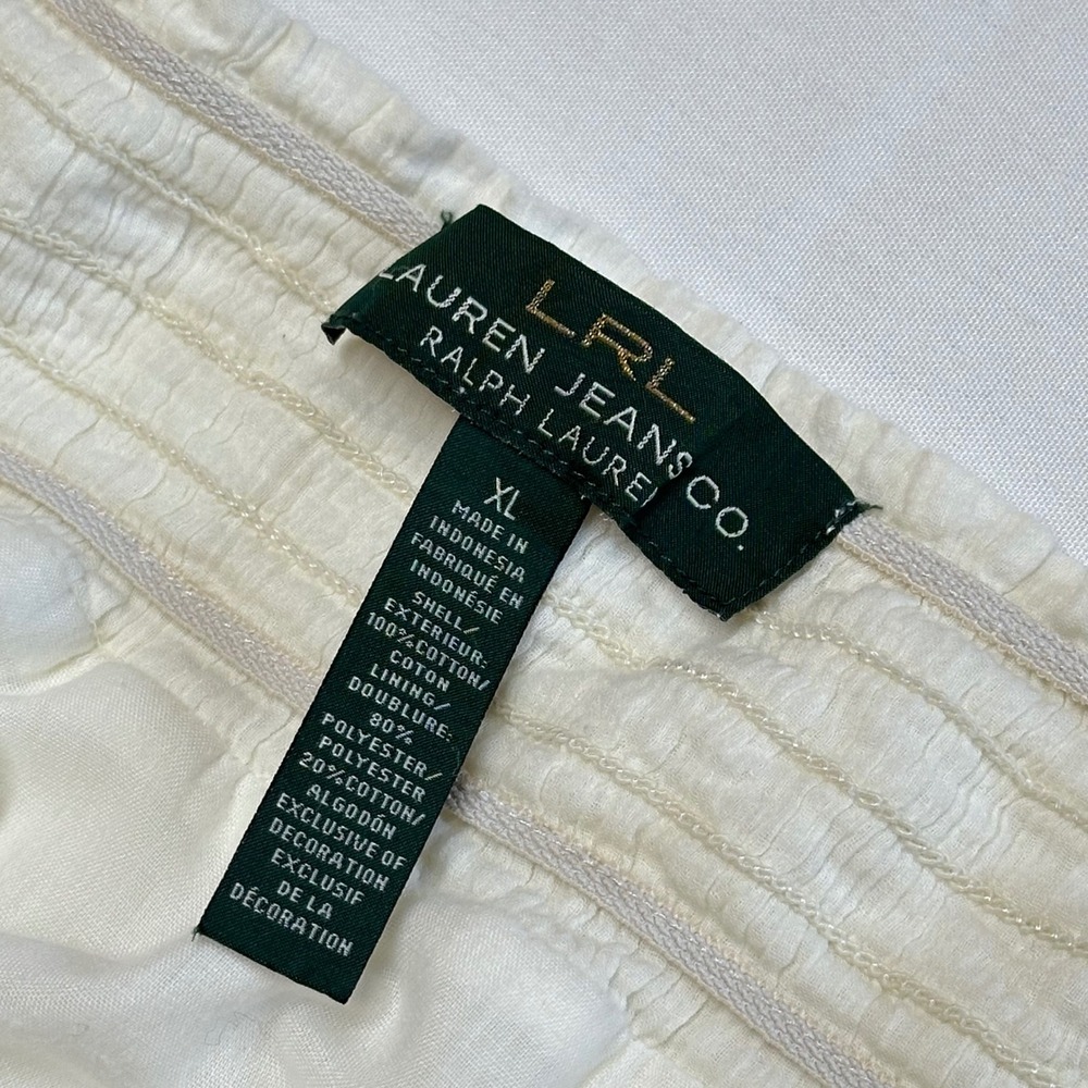 Ralph Lauren Tiered Midi Skirt XL Embroidered Boho Western Cottage Pull On Cream - Picture 3 of 7